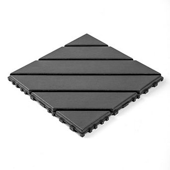 LOVMOR 44 pc 12x12 in Plastic Interlocking Deck Tiles All Weather Waterproof Dark grey