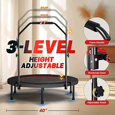 LOVMOR 40inch foldable trampoline with handle Premium Elastic Black
