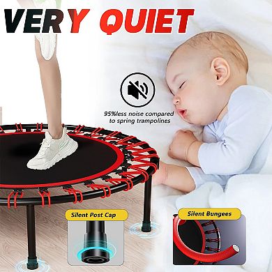 LOVMOR 40inch foldable trampoline with handle Premium Elastic Black