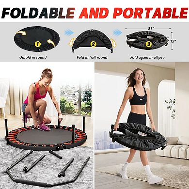 LOVMOR 40inch foldable trampoline with handle Premium Elastic Black