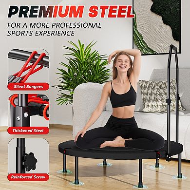 LOVMOR 40inch foldable trampoline with handle Premium Elastic Black