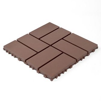 LOVMOR 44 pc 12x12 in Plastic Interlocking Deck Tiles All Weather Waterproof Brown