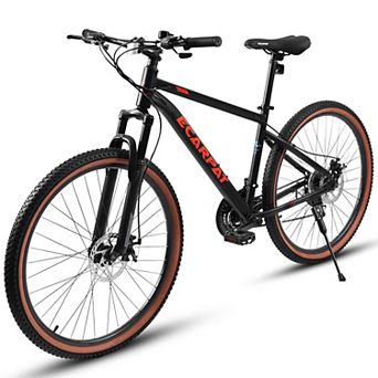 LOVMOR 24 Inch Teen Mountain Bike Carbon Steel Frame Disc Brakes Brown Tires