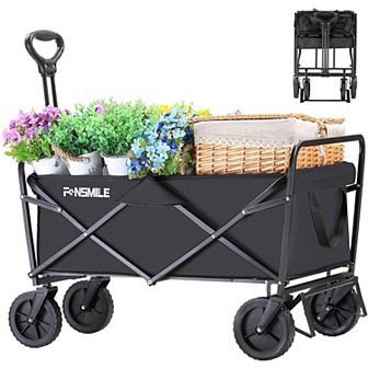 LOVMOR 220Lbs Collapsible Wagon Heavy Duty Foldable Outdoor Camping Beach All-Terrain