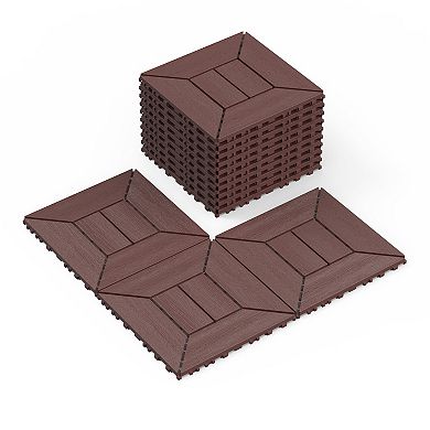 LOVMOR 44pcs 12in New Interlocking Deck Tiles Indoor Outdoor Brown