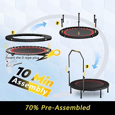 LOVMOR 40inch foldable trampoline with handleStandard Spring Black
