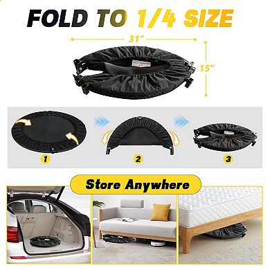 LOVMOR 40inch foldable trampoline with handleStandard Spring Black