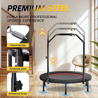 LOVMOR 40inch foldable trampoline with handleStandard Spring Black