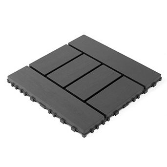 LOVMOR 44 pc 12x12 in Plastic Interlocking Deck Tiles All Weather Waterproof Dark grey