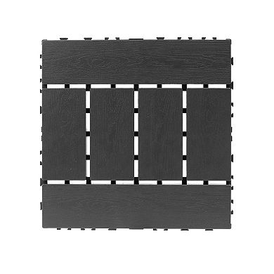 LOVMOR 44pcs 12x12in Plastic Interlocking Deck Tiles All Weather Waterproof Dark grey