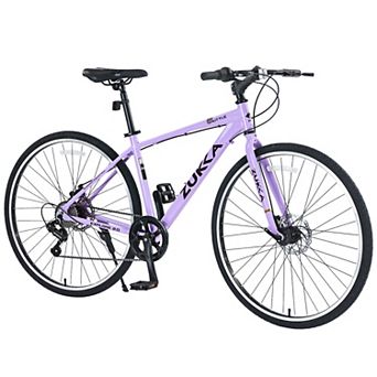 LOVMOR Shimano 7 Speed Hybrid Bike 700C Disc Brake Aluminum Frame City Bicycle