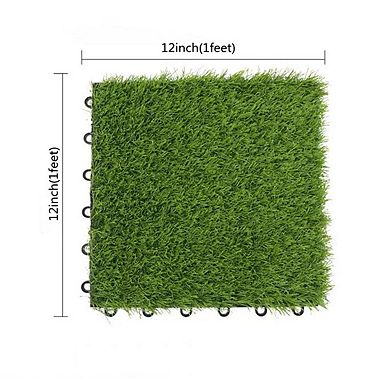 LOVMOR 54PCS 12x12in Interlocking Artificial Grass Tiles Indoor Outdoor Turf Flooring