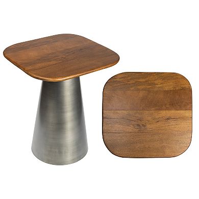 Skye 18" Modern Rustic Square Wood/Metal Accent Table