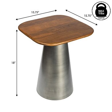 Skye 18" Modern Rustic Square Wood/Metal Accent Table