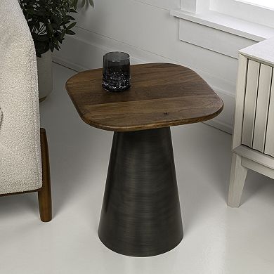 Skye 18" Modern Rustic Square Wood/Metal Accent Table
