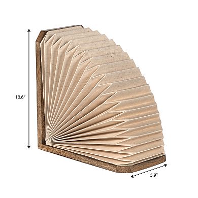 Darla Modern Art Deco Paper Half Pleated Fan LED Table Lamp, Natural