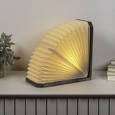 Darla Modern Art Deco Paper Half Pleated Fan LED Table Lamp, Natural