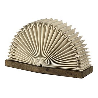 Darla Modern Art Deco Paper Half Pleated Fan LED Table Lamp, Natural