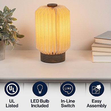 Banks Modern Minimalist Paper Pleated Column Accent LED Table Lamp