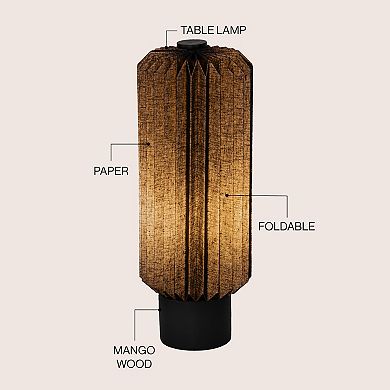 Banks Modern Minimalist Paper Pleated Column Accent LED Table Lamp