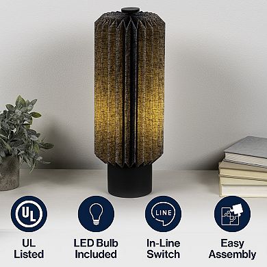 Banks Modern Minimalist Paper Pleated Column Accent LED Table Lamp