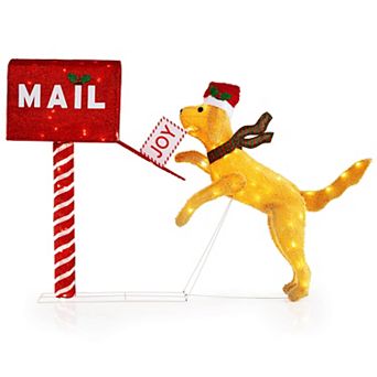 Costway 3.5 FT Lighted Dachshund Climbing Mailbox Pre-Lit Christmas Holiday Decoration