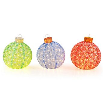 Costway 3 pc Pre-Lit Pop up Christmas Ball Set with Warm White LED Lights Decoration
