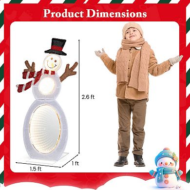 Costway 2.6 FT Lighted Snowman with 105 Built-in LED Lights Metal Stand Zip Tie Stakes