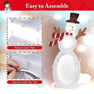 Costway 2.6 FT Lighted Snowman with 105 Built-in LED Lights Metal Stand Zip Tie Stakes