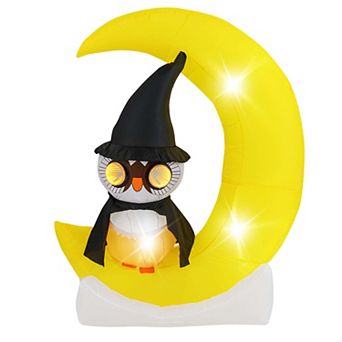 Costway 4.3 x 5.1 ft Inflatable Owl on Moon LED Lighted Halloween Decoration