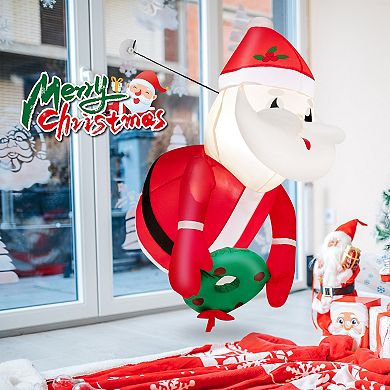 Costway 3.3FT Inflatable Christmas Santa Claus Broke Out from Window Hanging Decoration