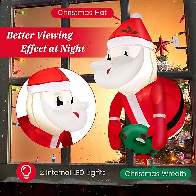 Costway 3.3FT Inflatable Christmas Santa Claus Broke Out from Window Hanging Decoration