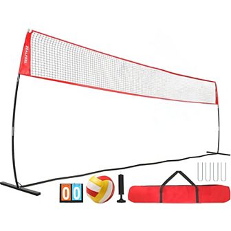 Adjustable Volleyball Net Set 12ft, Portable Freestanding with Carry Bag for Training & Outdoor