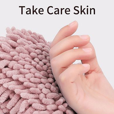 3Pcs Soft and Absorbent Fluffy Chenille Ball Hand Towel, Fuzzy Decorative Towel with Wall Hook 6"x6"