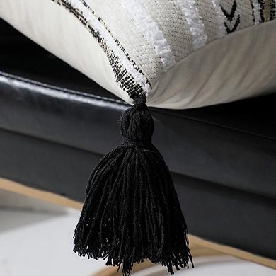AAW Chenille Striped Jacquard Throw Pillow Cover with Tassels Set of 2