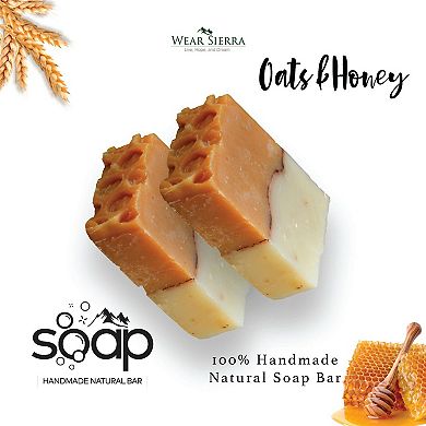 Natural Moisturizing Oats and Honey Bar Handmade 2 Pack Soap, Beauty Bar, Gift For Her