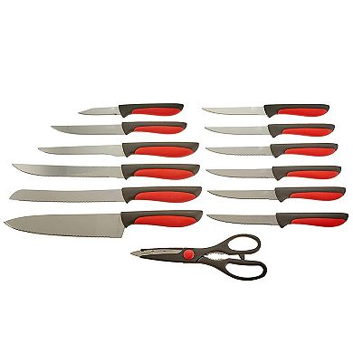 Megachef Pro 14 Piece Kitchen Knife Set in Red