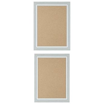 2 pc Distressed Wood Grain Photo Frame for Wall Mounting Display 5"x7"&6"x8"