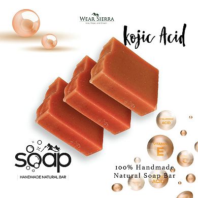 Handmade, Natural Kojic Acid Bar 3 Pack Soap, Hyaluronic Acid, Beauty Bars, Skincare, Gift For Her
