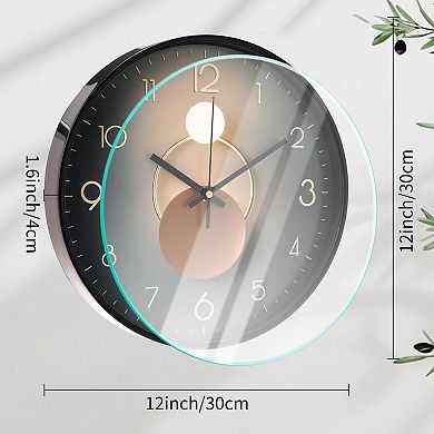 Exquisite Patterns Wall Clock, Silent Non Ticking Battery Operated Modern Clocks, 12x12x1.6 Inch