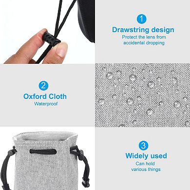 Soft Drawstring Lens Case, Cotton Pad Fleece Cloth Camera Lens Bag 7.09 x 3.9 in