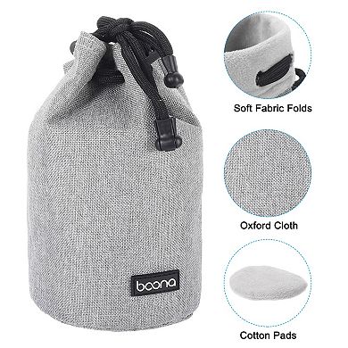 Soft Drawstring Lens Case, Cotton Pad Fleece Cloth Camera Lens Bag 7.09 x 3.9 in