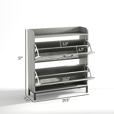 HOMCOM Narrow Shoe Cabinet, Farmhouse Shoe Storage Cabinet