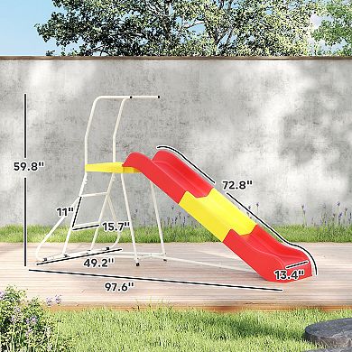Qaba 6ft Slide for Kids, Metal Freestanding Playground Equipment