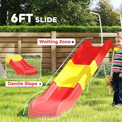 Qaba 6ft Slide for Kids, Metal Freestanding Playground Equipment