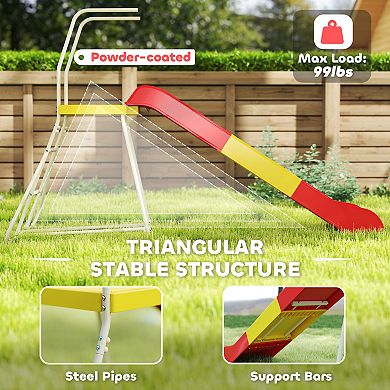 Qaba 6ft Slide for Kids, Metal Freestanding Playground Equipment