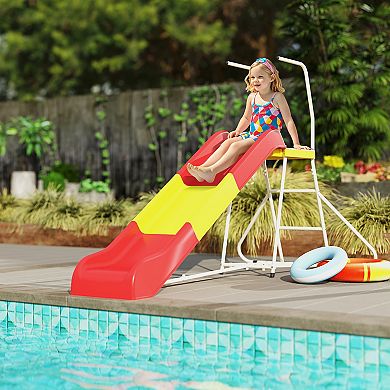 Qaba 6ft Slide for Kids, Metal Freestanding Playground Equipment