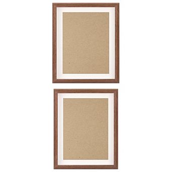 2 pc Art Modern Picture Frames for Wall Hanging or Tabletop Display 8"x10"&10"x12" Walnut Color