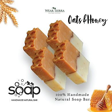 Natural Moisturizing Oats and Honey Bar Handmade 4 Pack Soap, Beauty Bar, Gift For Her