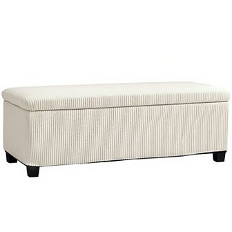 HOMCOM 44inch Storage Ottoman Bench with Lid, Leg, Foot Rest